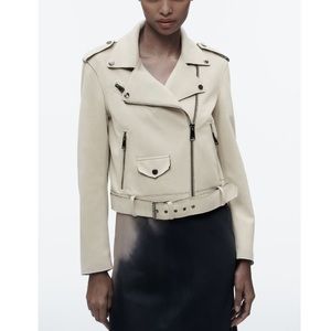 ZARA Women's Faux Suede Biker Jacket